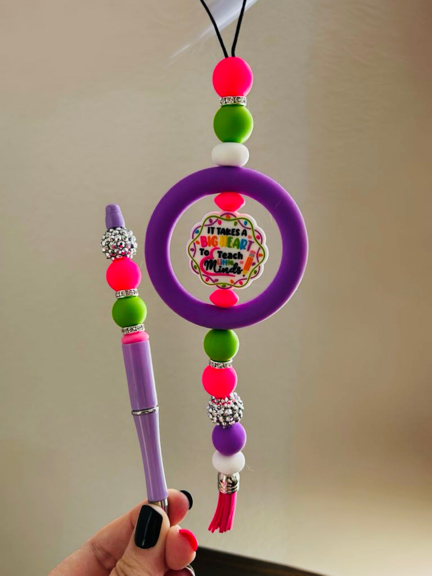 It takes a big heart to teach little minds Car Charm & Pen Set
