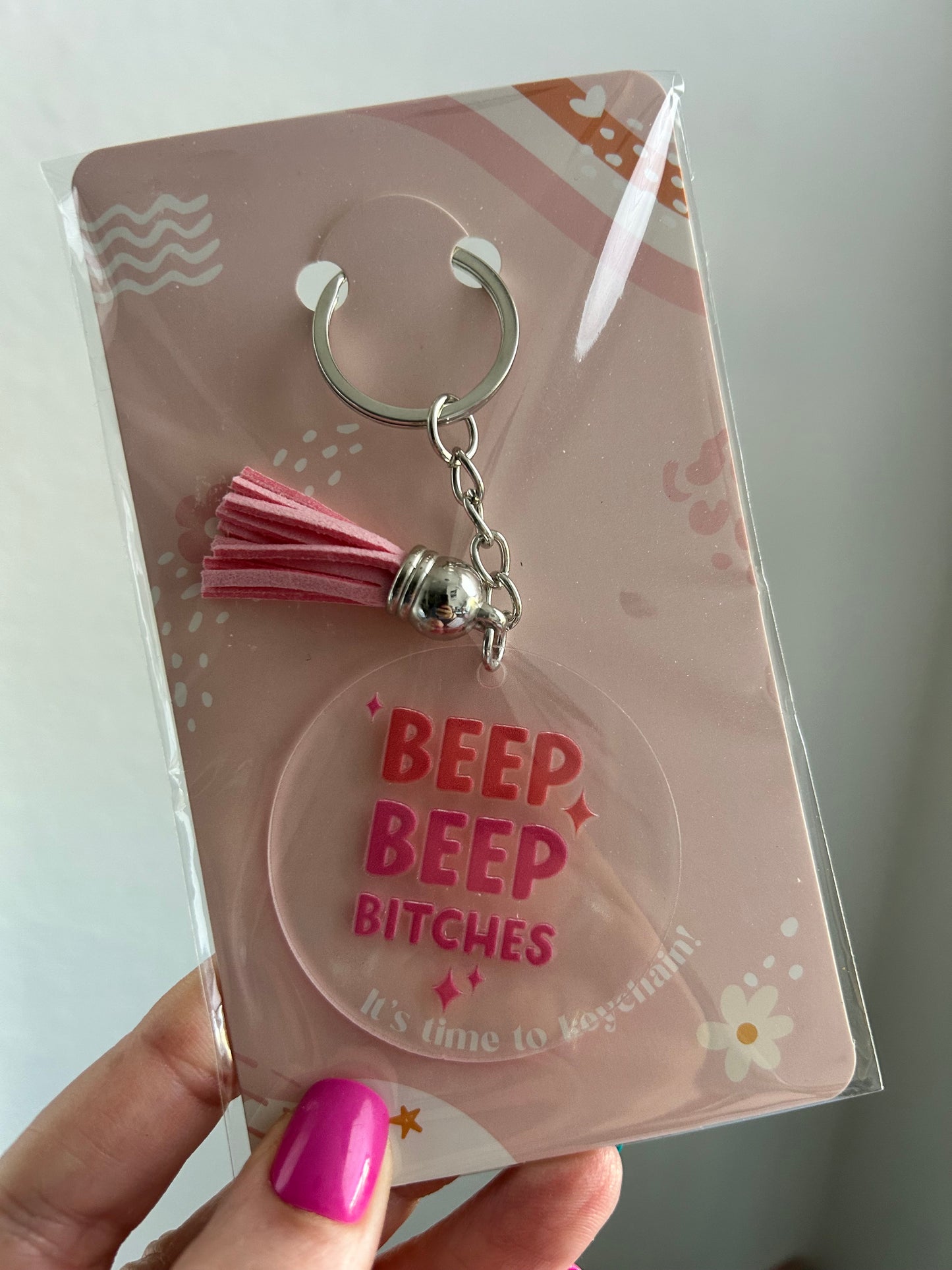 Round Acrylic Keychain w/Mini Tassel