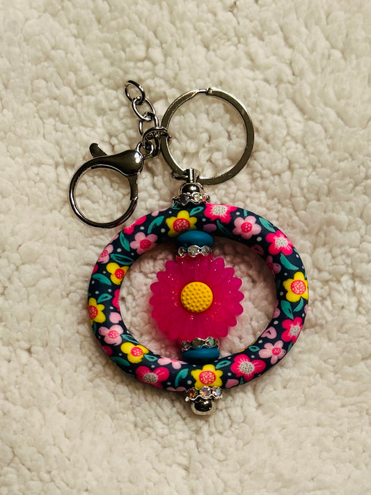 Floral Focal Ring Keychain