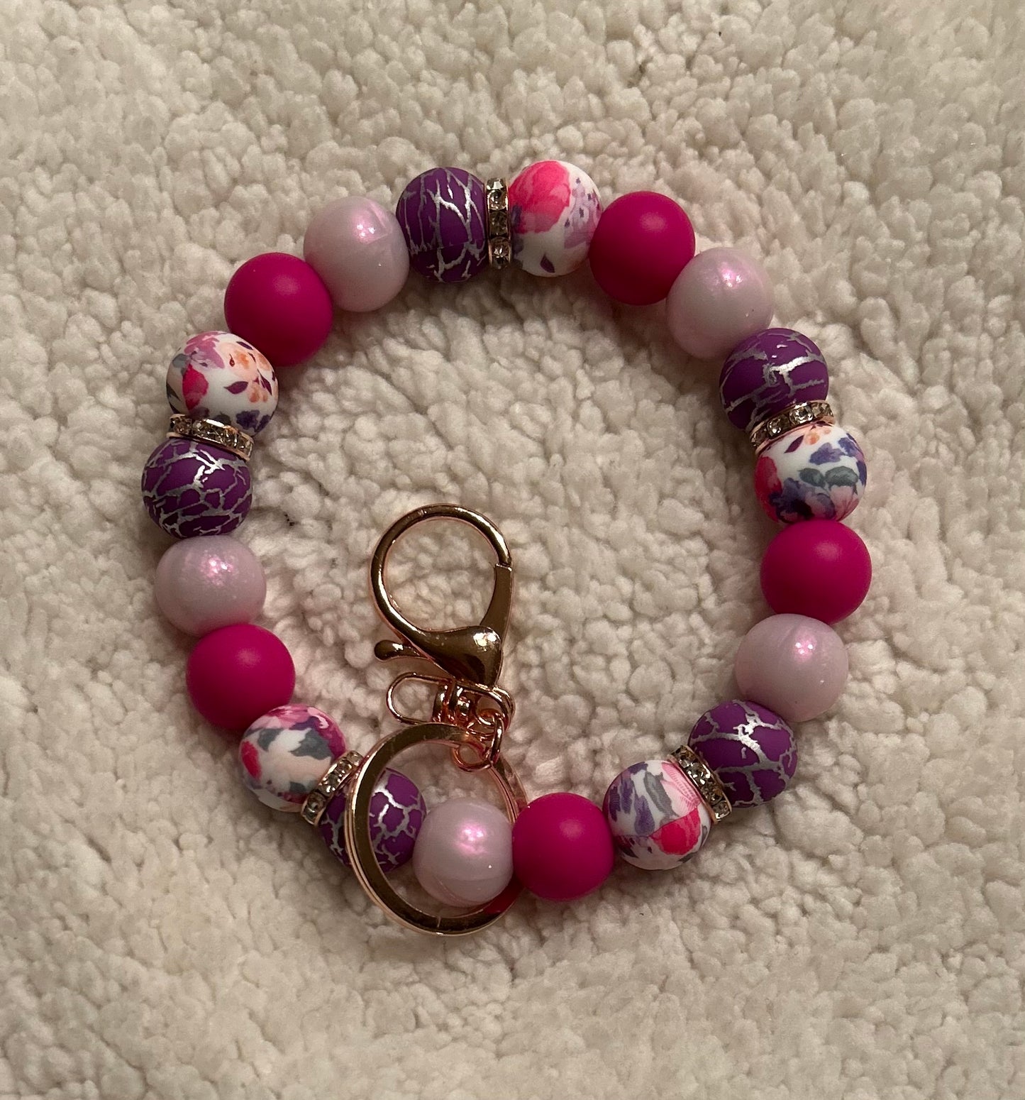 Floral Purple & Fuchsia Wristlet