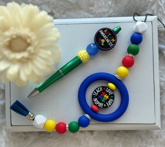 Autism Awareness Car Charm & Pen Set