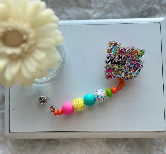 Beaded Badge Reel with Clip