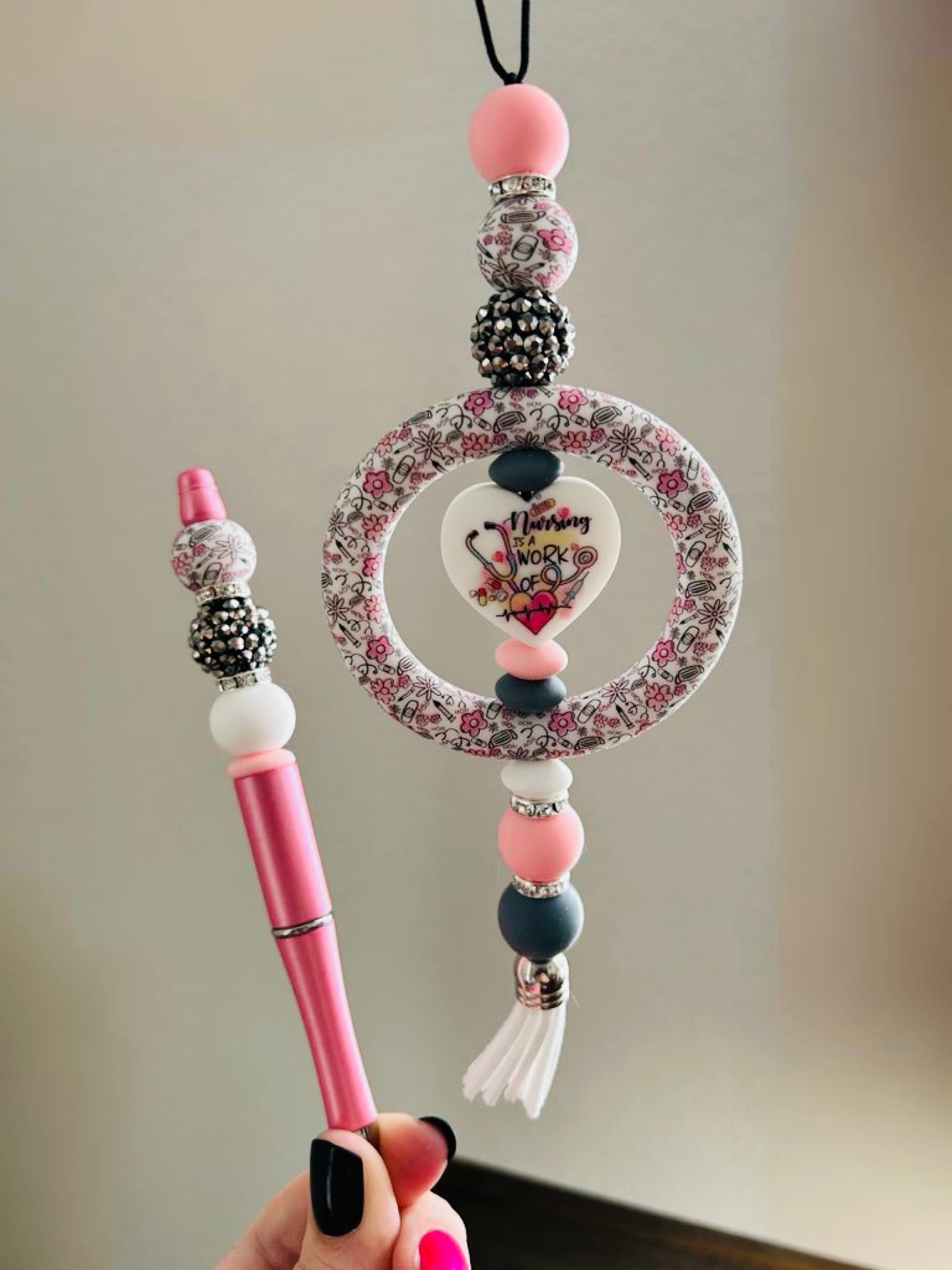 Nursing is a Work of Heart Car Charm & Pen Set