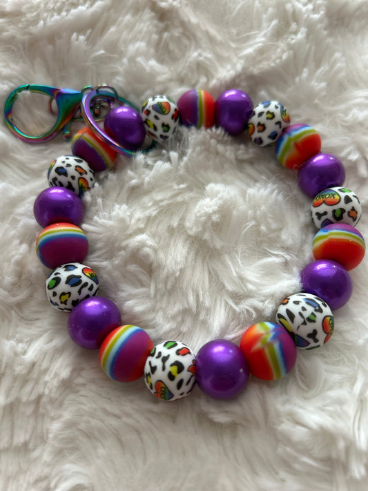 Multi-Color Stripe/Cheetah Wristlet