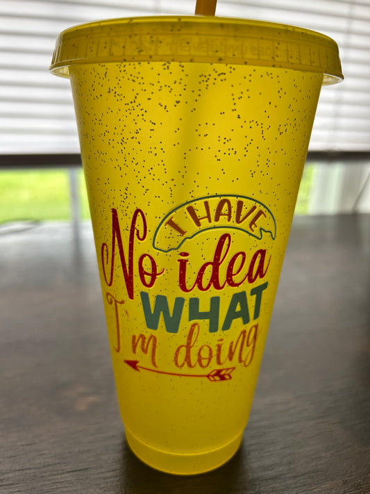 24oz Plastic Tumbler w/Straw & Decal