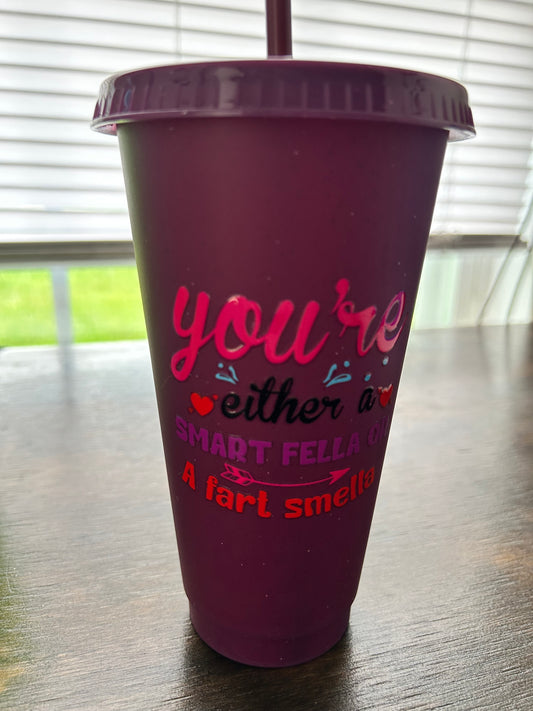 24oz Plastic Tumbler w/Straw & Decal