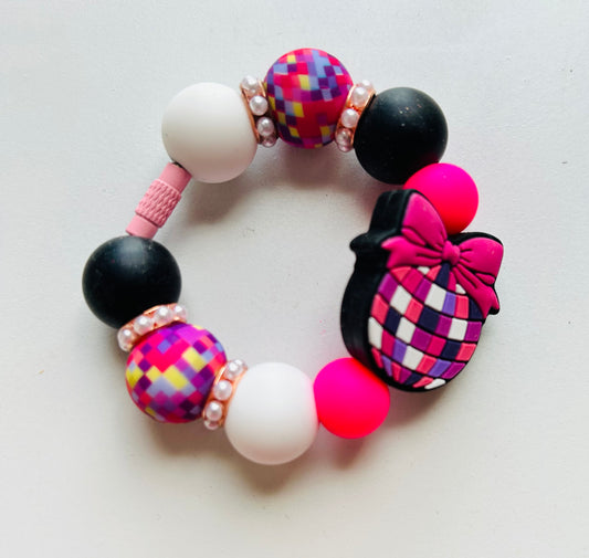 Disco Ball & Bow Cup Charm